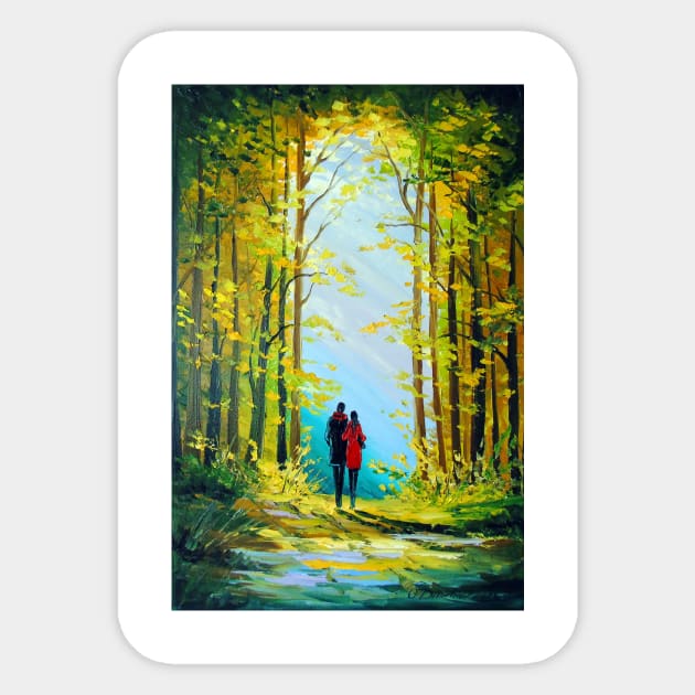 Autumn walk in the woods Sticker by OLHADARCHUKART